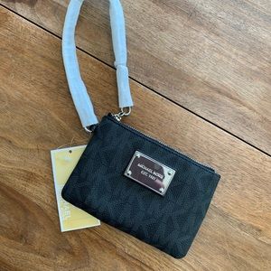 NWT | Michael Kors | Black leather wristlet.